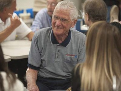 Hundred years old man's willingness to work on the birthday