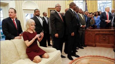 TRUM'S, ADVISOR, KELIY, DRIVEN, TO, EXPLANATION, OF, SITTING, ON, OFFICIAL, SOFA, WITH, SHOES, IN, PRESENCE, OF, DONALD TRUMP