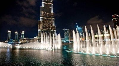 Musical fountain show at Dubai's Burj Khalifa