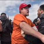 California Huntington Beach Trump supporters and opponents face to face