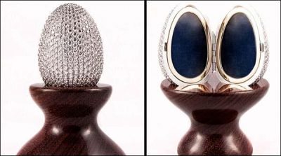 White gold and 910 diamonds elegant egg