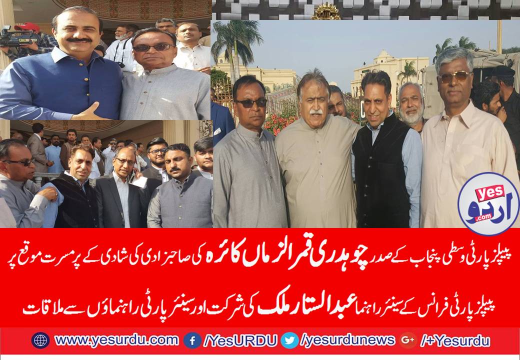 abdul, sattar malik, senior, leader, ppp, France, participated, in, marriage, party, of. senior, leader, and president, ppp, central, punjab, qamar uz zaman, kaira