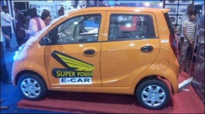 Electric car exhibit in Karachi, priced to be determined as remaining