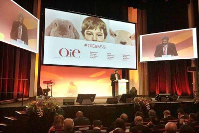 May 21 - Federal Minister for National Food Security and Research Sikandar Hayat Khan Bosan addressing at the 85th General Session of OIE. APP