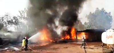 Sheikhupura, fire due to short circuit in the oil depot