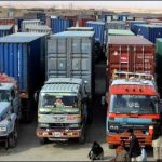 Goods transport strike, suspended containers dishes
