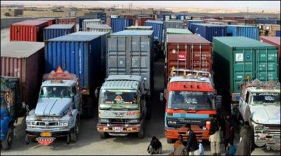 Goods transport strike, suspended containers dishes