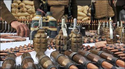 Weapons, ammunition recovered from Gahi khan chowk of Quetta