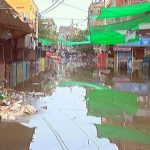 Karachi: Water accumulation the sides of main buildings of the city from heavy rain