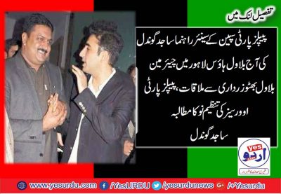 Senior, Leader, PPP, Spain, Chaudhry Sajid Gondal, meet, Chairman, Bilawal, Bhutto, Zardari, in, Bilawal, House, Lahore, for, requesting, reorganization, of, PPP, oversease