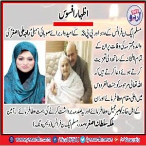 Sad , news, of, Death, of, Raja ali asghar, senior , leader, PMLN, France, and, candidate, for, MPA, PP3 , Gujar Khan