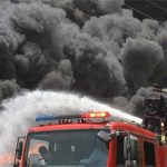 Fire in the building located on II Chundrigar Road in Karachi