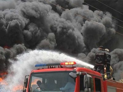 Fire in the building located on II Chundrigar Road in Karachi