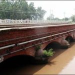 The middle part of the Lower Chenab canal bridge in Hafizabad is broken