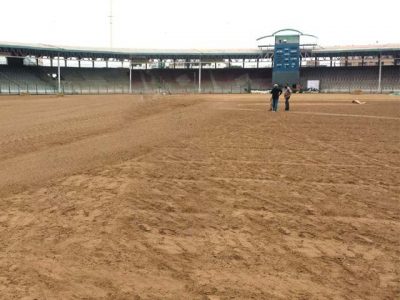 Work started at National Stadium, grass removed