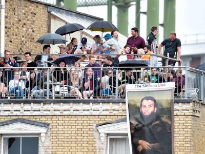 During the Oval Test, the fans comic portrait of Moeen Ali mounted on the wall
