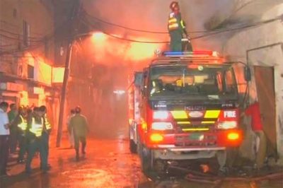 Lahore: The warehouse got burnt took place in the Sham Nagar area