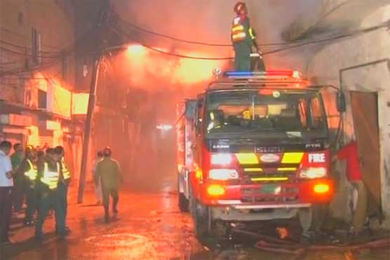 Lahore: The warehouse got burnt took place in the Sham Nagar area