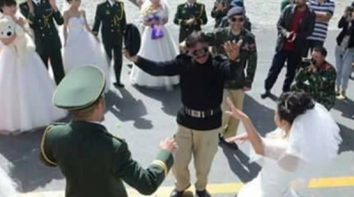 Wedding ceremony of Chinese military couples at Khunjerab border, Pakistani officials shouted colors