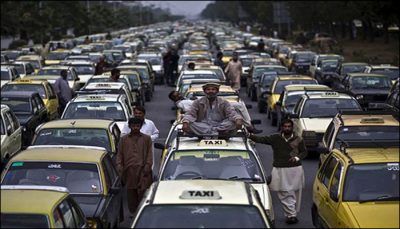 Protest against internet taxi service