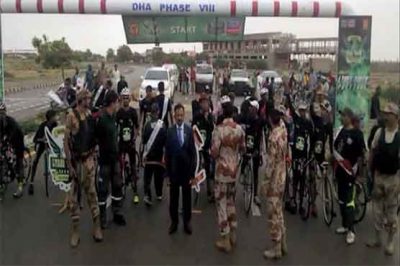 Pakistan Rangers Lyari youth festival peace cycle race won by Ghulam Mohammad