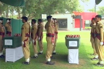 Timer gara: The funeral prayers of martyres of Pak army personnel in Sherot kai