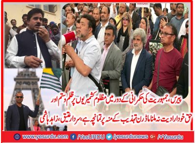 Black Day, observed, by, Kashmiri, and, Pakistani, community, at, Eiffel, Tower, Paris, Organized, by, Sardar, Attique, and, Zahid, Hashmir