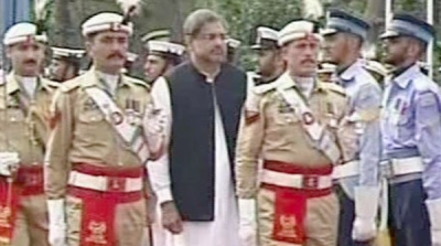 Prime Minister Shahid Khaqan Abbasi presented the guard of honor in the Prime Minister House