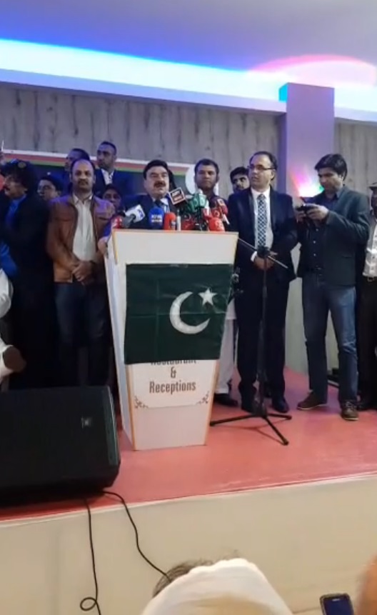 Sheikh Rasheed Ahmed,addressing, the seminar, at, La Paris , Restaurant, France, organized by, PTI, France