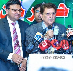 Raja Farooq, Haider,Khan, addressing, a, public, meeting, at, Paris, he, explored, the, freedom, movement, 