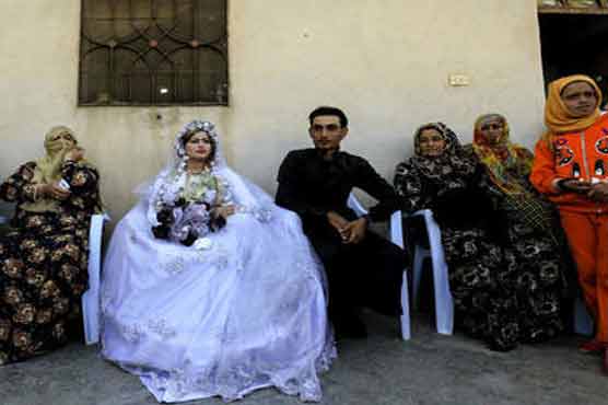 The first ceremony of the wedding after ISIS control over in Syria city Raqqa