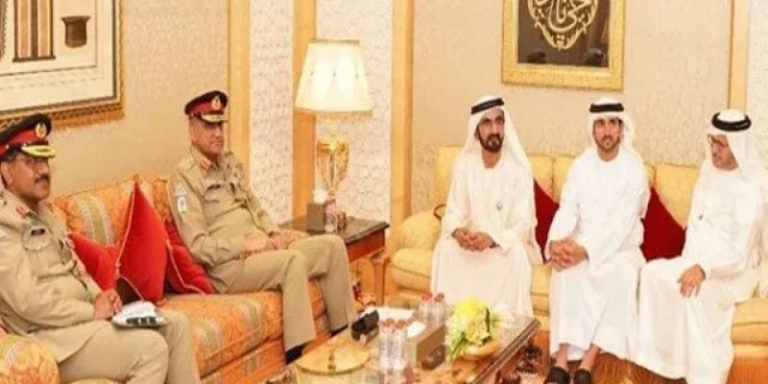 Army ,Chief ,General ,Qamar ,Javed, Bajwa ,meeting, Sheikh ,Rashid ,Al Makhtoom, of, Dubai