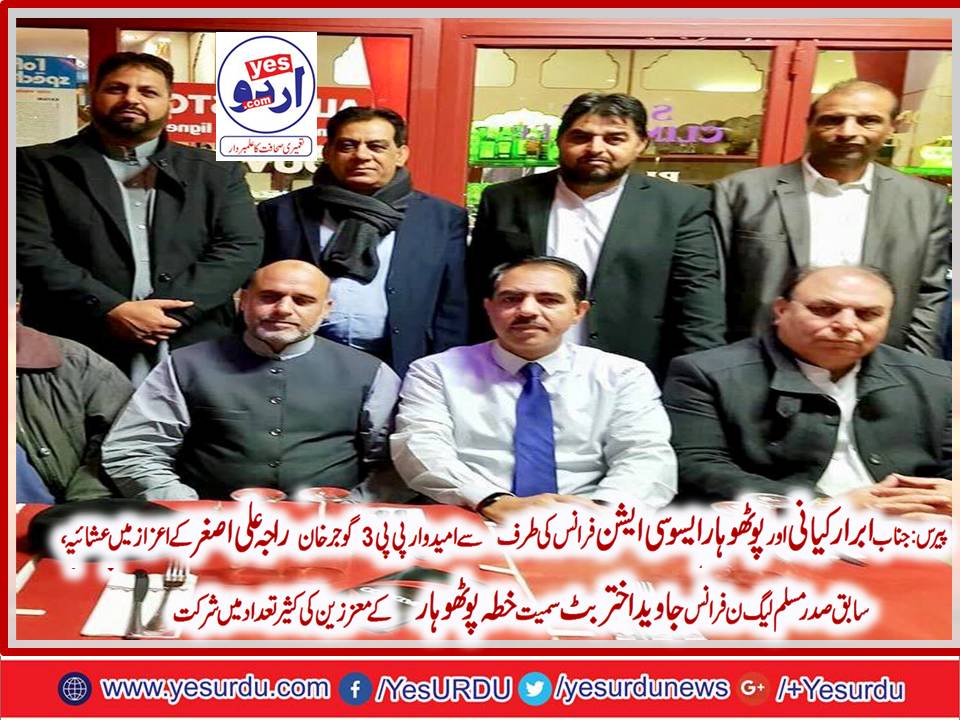 Abrar kayani, and, Potohar, association, welcomes, Raja Ali Asghar, at, France, after, returning, from, prolonged, visit, of, Pakistan