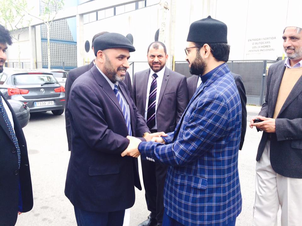 President, Minhaj ul Quran, France, Ch. M. Aslam with Allama Hassan, Mohay uddin. on, his, 59th, birthday