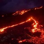 Knitting footage from the drone of bring flowing lava viral on the internet in USA