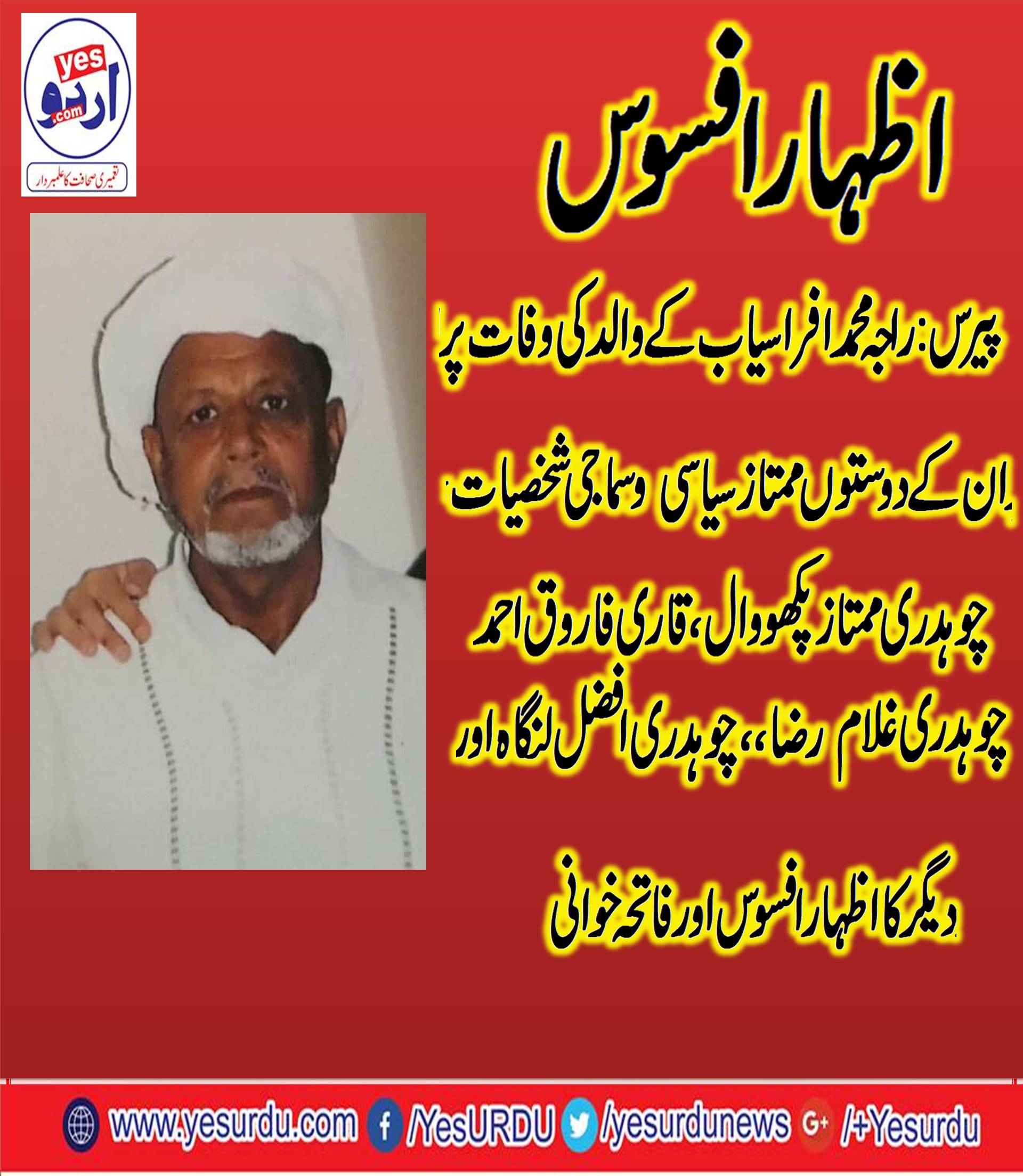 Father of, Raja Afrasyab, Haji Ajaib Khan, Died, Today