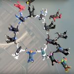 China: Excellent demonstration of sky diving on the river Yangtze