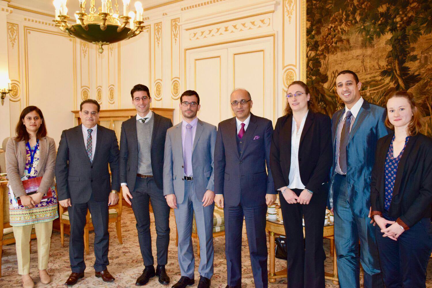 Pakistani, Ambassador, Moeen ul Haq, with, French, delegation