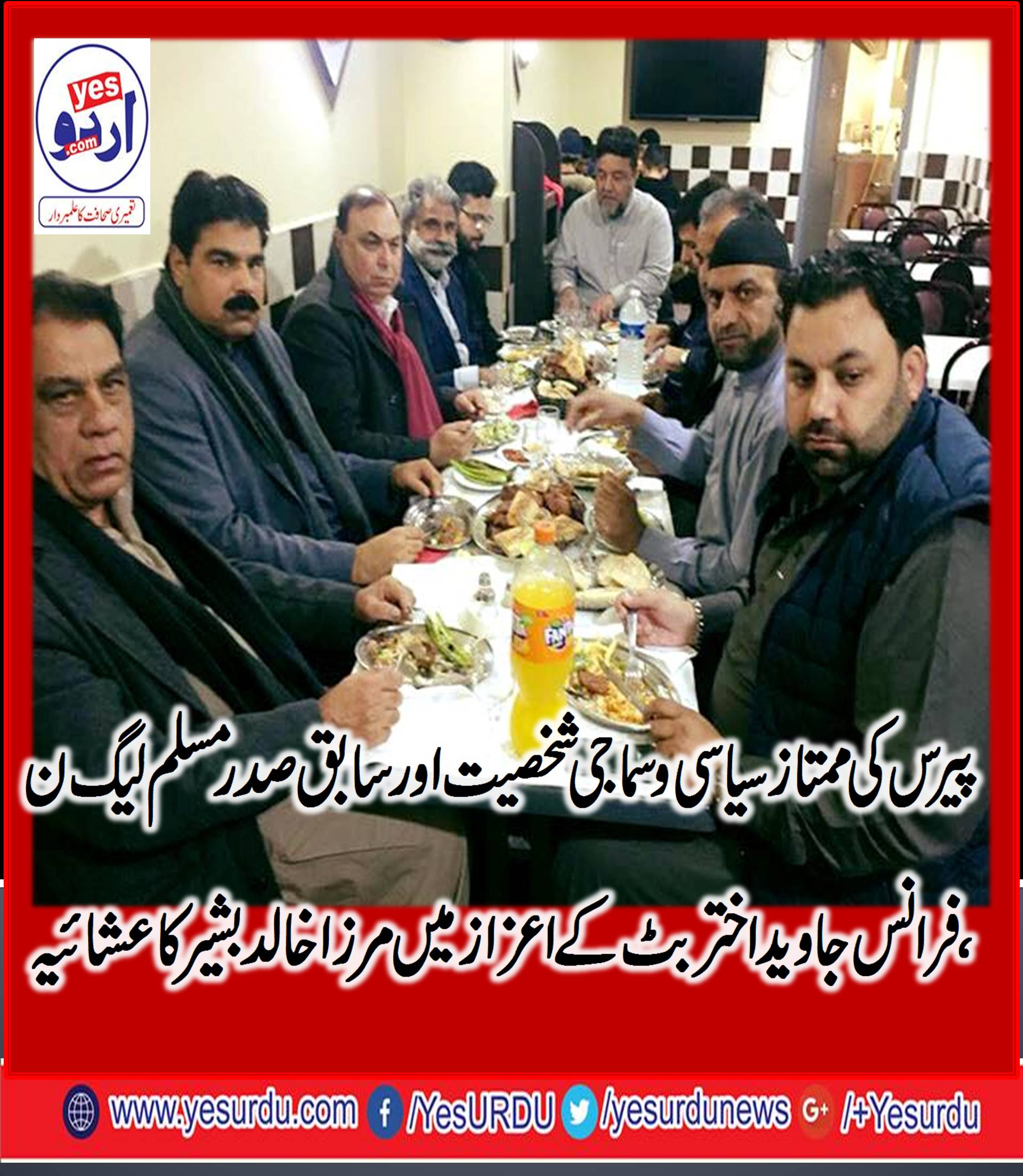 Mirza, Khalid, Bashir, organized, grand, dinner, for, Javed Butt, Ex-President, PMLN, France