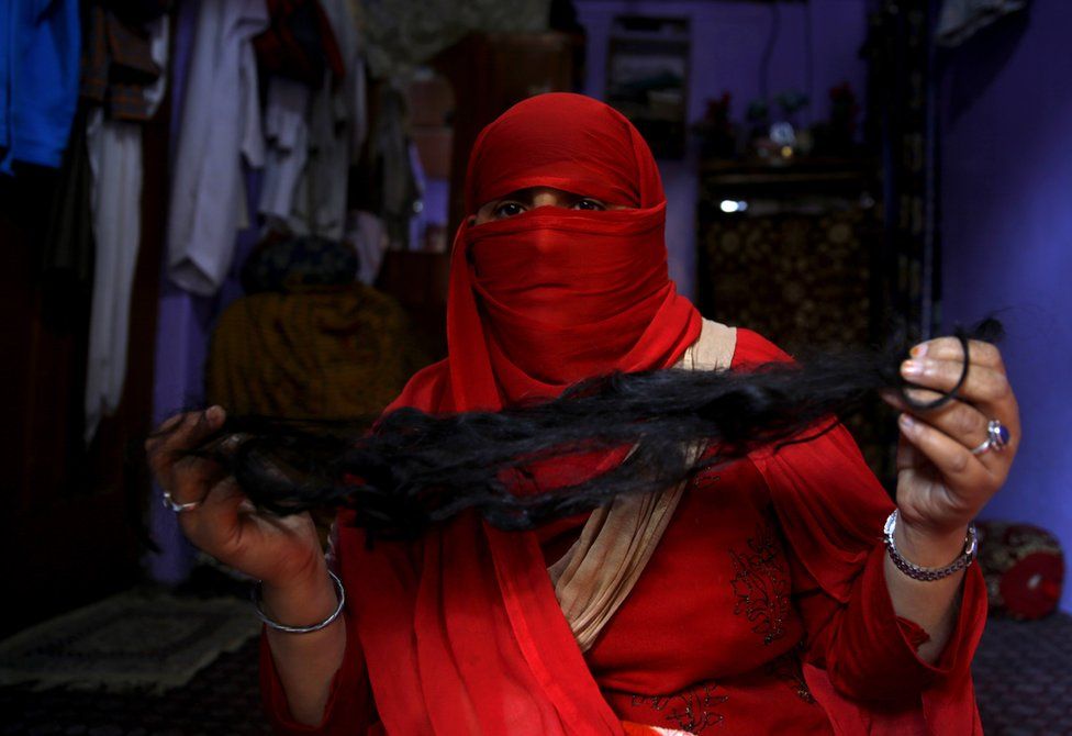 Women, harassment, in, Indian, held, Kashmir, by, cutting, their, hairs, 