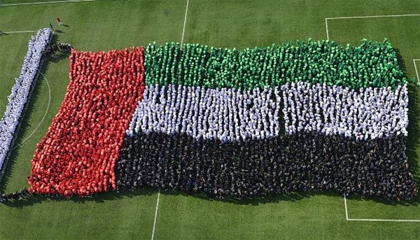 The world's largest human flag in Abu Dhabi