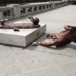 Argentine star Lionel Messi statue broke second time