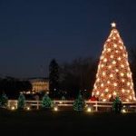 The American president alight the National christmas tree