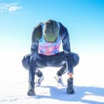 Antarctica: Young racing demonstration in cool ice weather