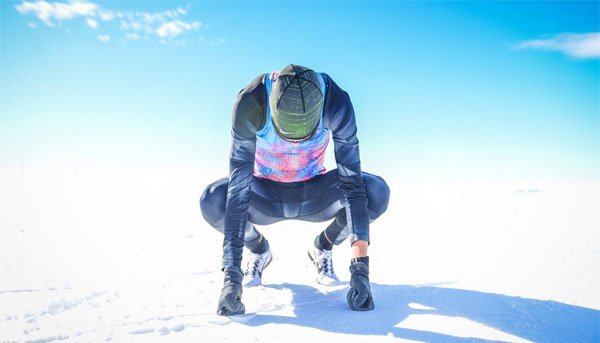 Antarctica: Young racing demonstration in cool ice weather