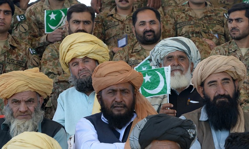TRIBAL, MEN, AND, ARMY, OFFICERS, JOINTLY, ATTENDING, A, MELA, IN, WAZIRISTAN