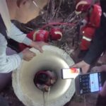 China, a 11-year-old girl stuck in cement pipe
