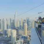 Excellent demonstration of longest base jumping from zip line