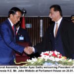Speaker, National, Assembly, Sardar Ayaz Sadiq, addressed, the, National, Assembly, session, on, arrival, of, Indonesian, President, Dr. Weido