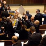 Arab members disrupted from zioni parliament on protest during the speech of US Deputy President